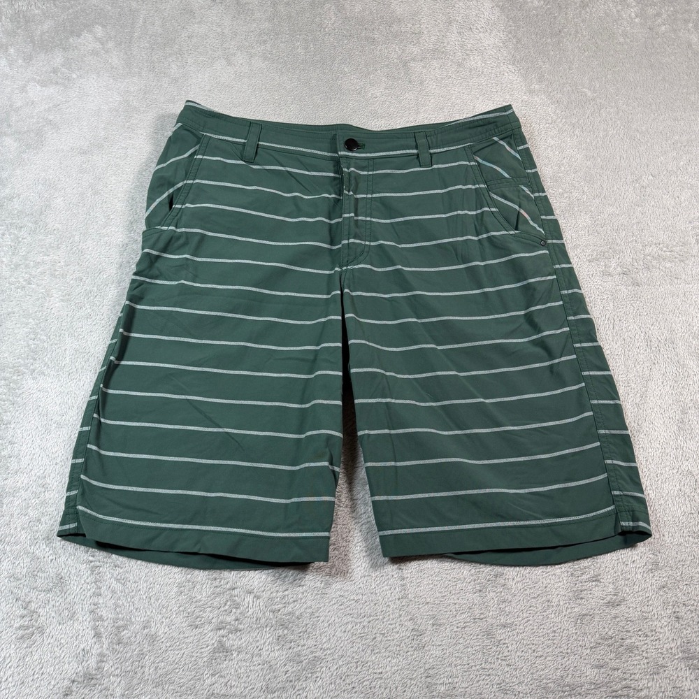Lululemon Kahuna Shorts Mens‎ 34 Green Striped 10" Inseam Hybrid Stretch Casual